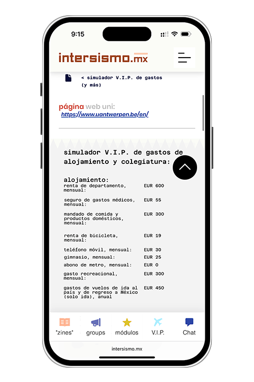 device rendering Sala V.I.P. showing the UI