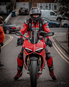 Biker on a red Ducati motorcycle in High Wycombe, Motorcycle Photographer
