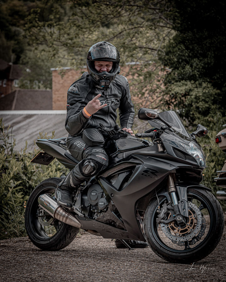 Biker on his motorcycle at a event in High Wycombe