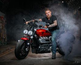 Motorcycle Rider during a photoshoot in London, Motorcycle and Car Photography
