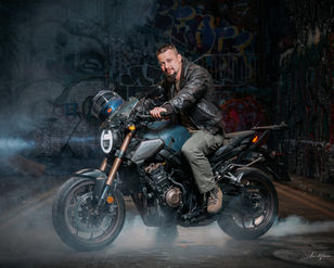Motorcycle Rider during a photoshoot in London, Motorcycle and Car Photography