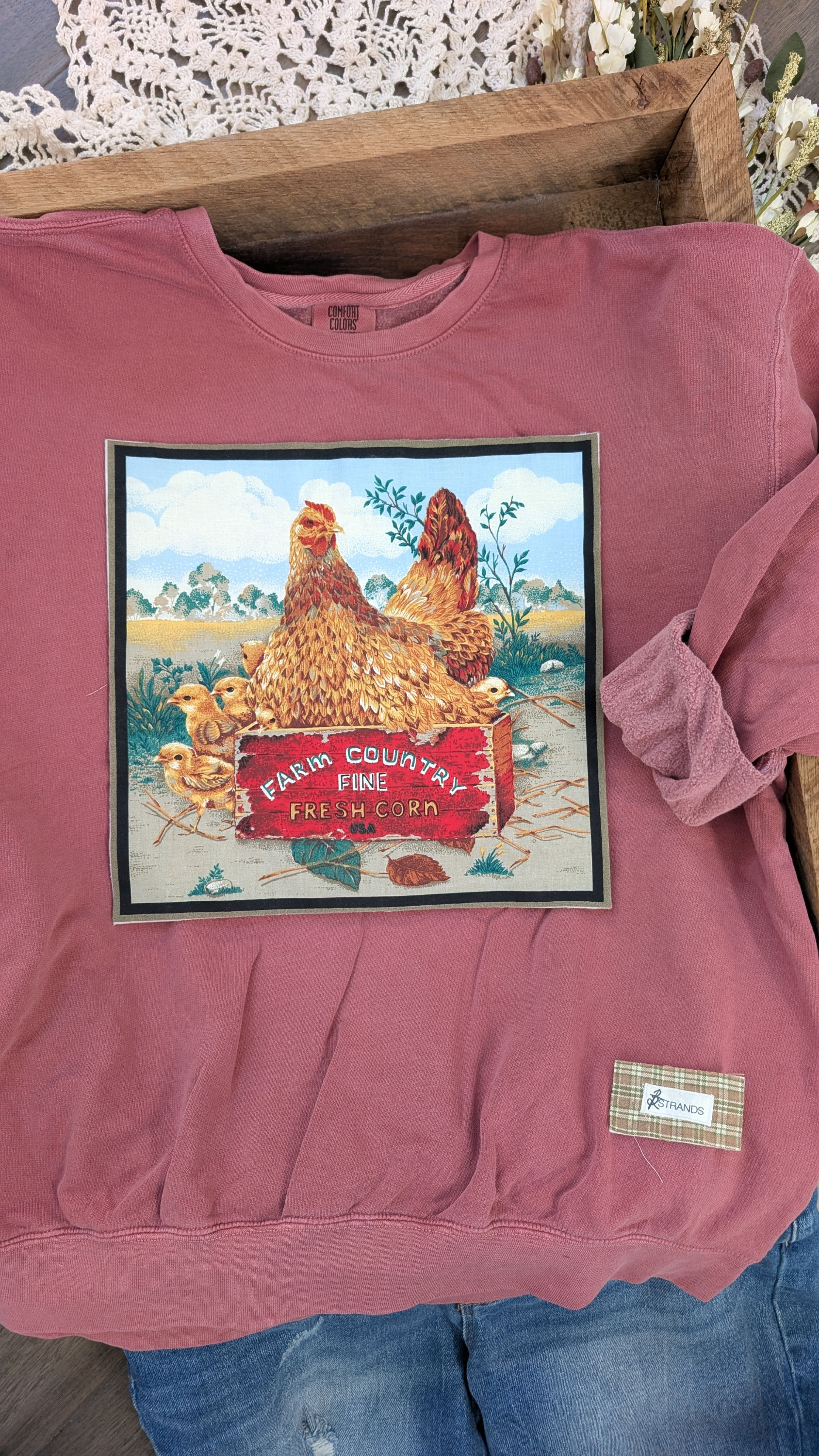 Hen & Chicks Crewneck • Crimson
