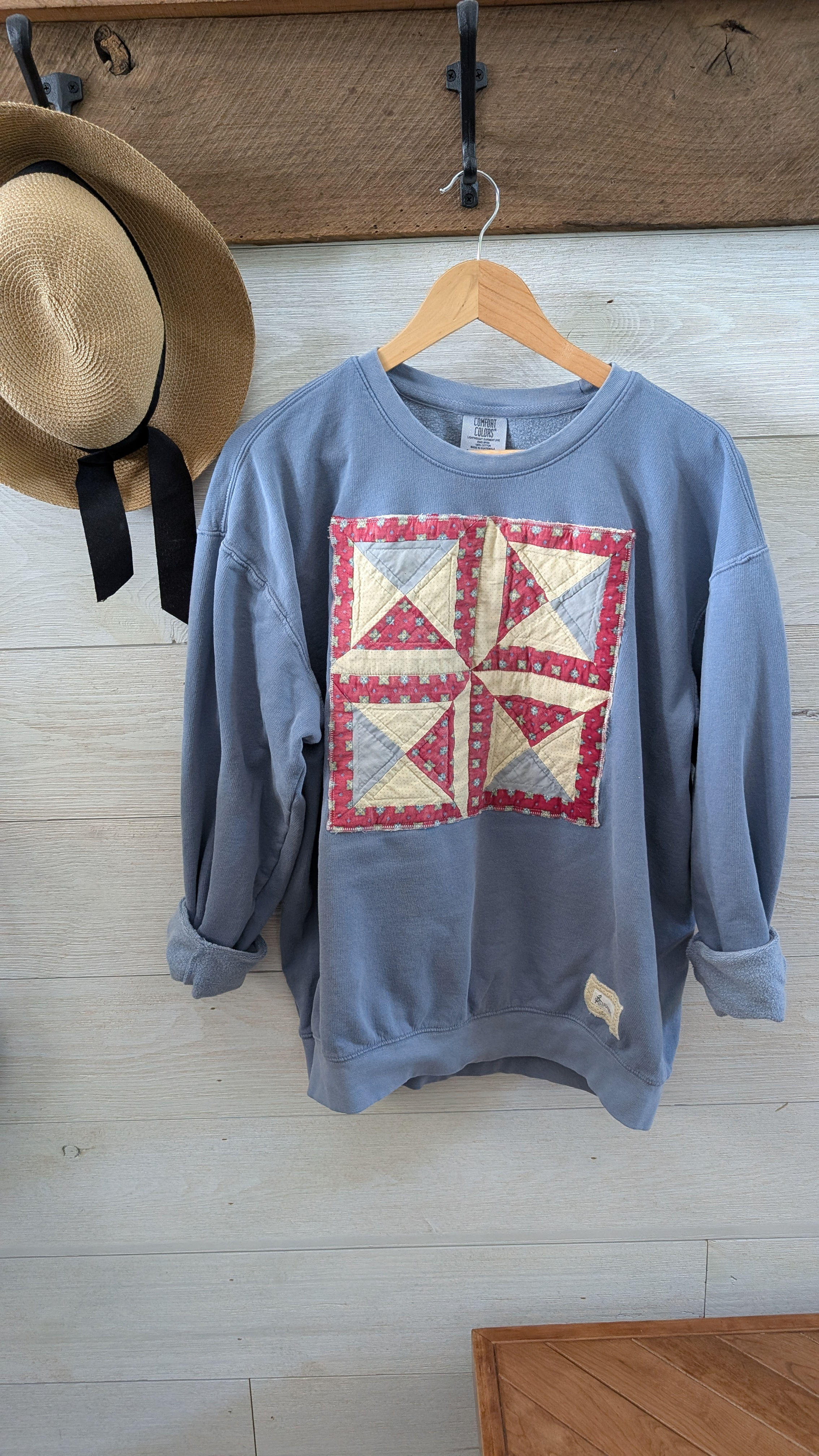 Large • Vintage 4 Patch Patriotic Crewneck • Denim