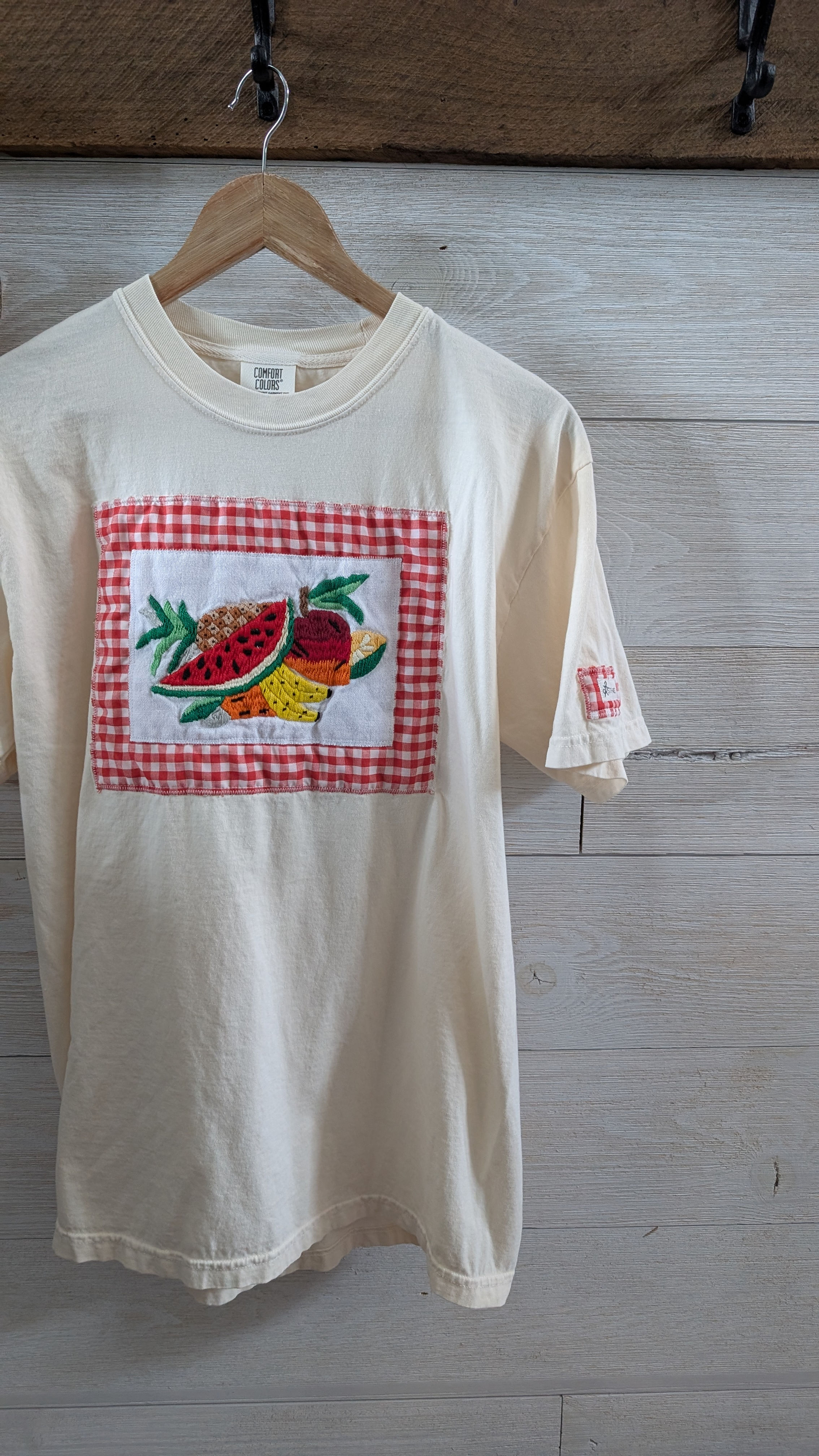 Large • Embroidered Picnic Tee • Creamy
