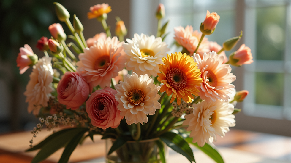 Close-up view of a beautifully arranged floral centerpiece