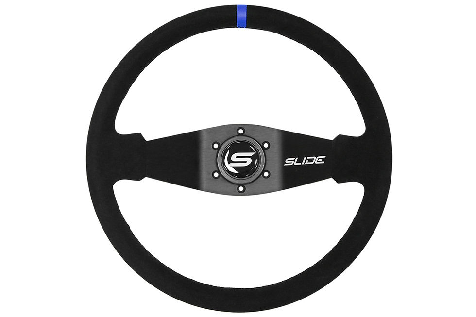 Thumbnail: SLIDE 350mm Steering wheel offset: 90mm Suede Blue Strip