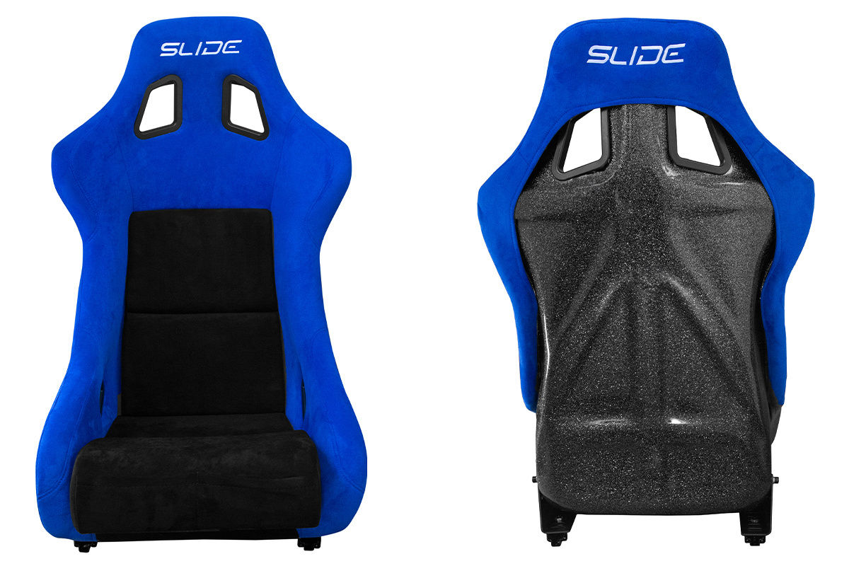 Bucket seat SLIDE KS2 Premium Black & Blue Suede Black Glitter