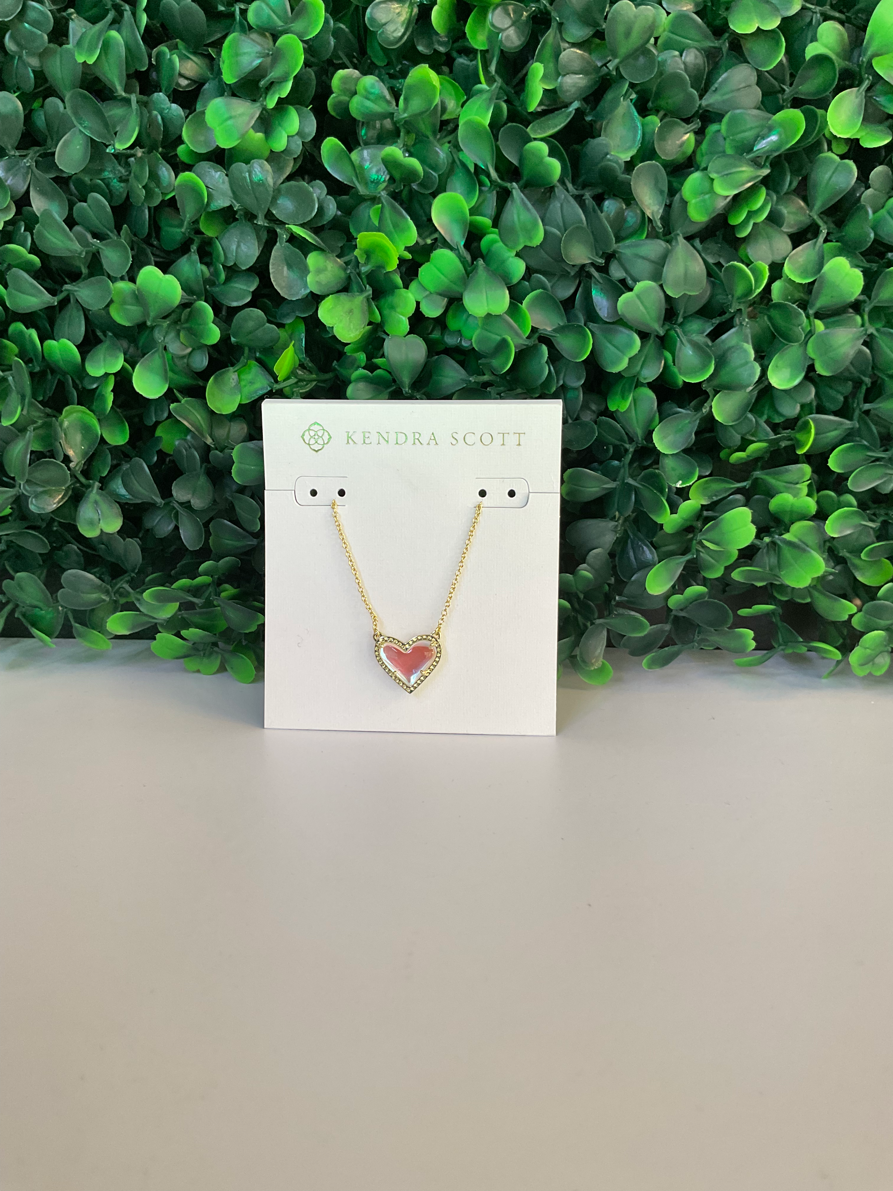 Ari Heart Gold Pendant Necklace in Dichroic Glass