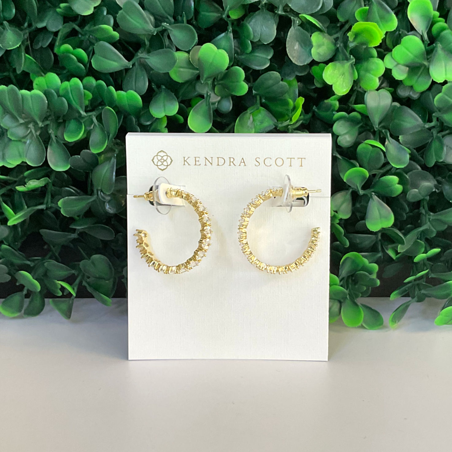 Cailin Gold Crystal Hoop Earrings in White Crystal