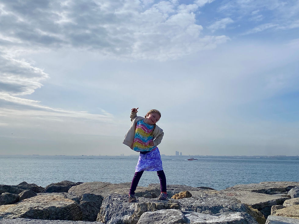 Girl on rocks in Kadikoy Istanbul