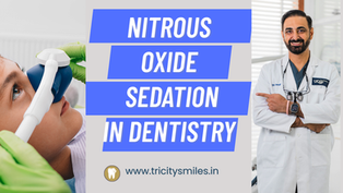 Dr. Sandhu explaining nitrous sedation in chandigarh with a child getting laughing gas