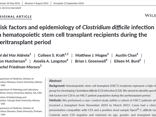 Risk factors & epidemiology of CDI in HSCT recipients recipients during the peritransplant period