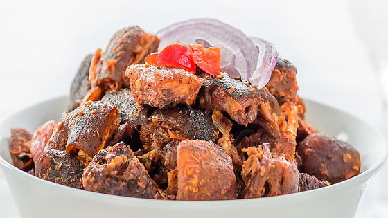 Nicely Seasoned ASUN (peppered goat meat) with side