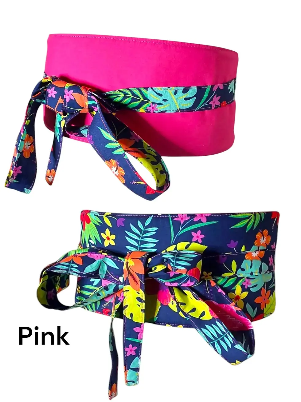 Thumbnail: 🩷 Pink: A vibrant hot pink reverse side matched with the colorful tropical floral print for a feminine, playful, and stylish
