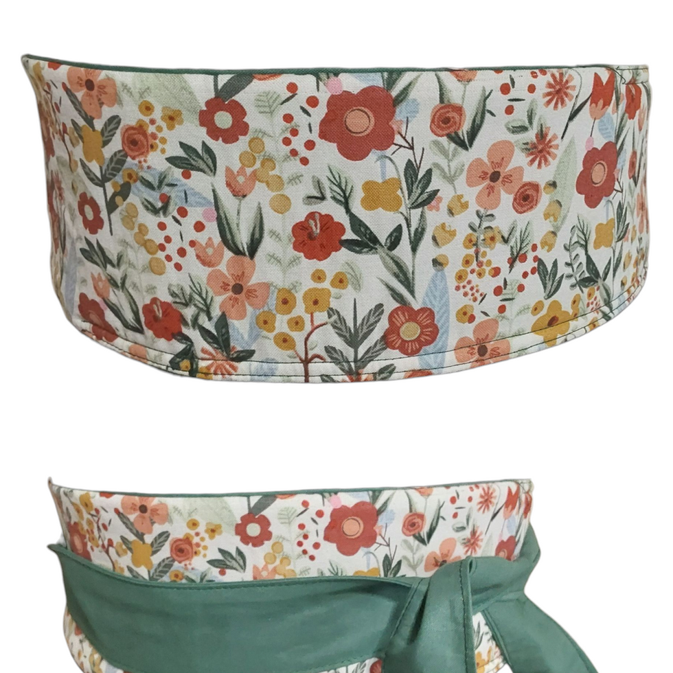 Reversible Floral & Green Obi Belt – Handmade Wrap Waist Belt