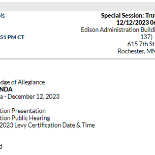 12/12/23 Truth in Taxation and Regular Meeting