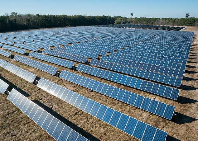 Rows of solar panels in PV plant