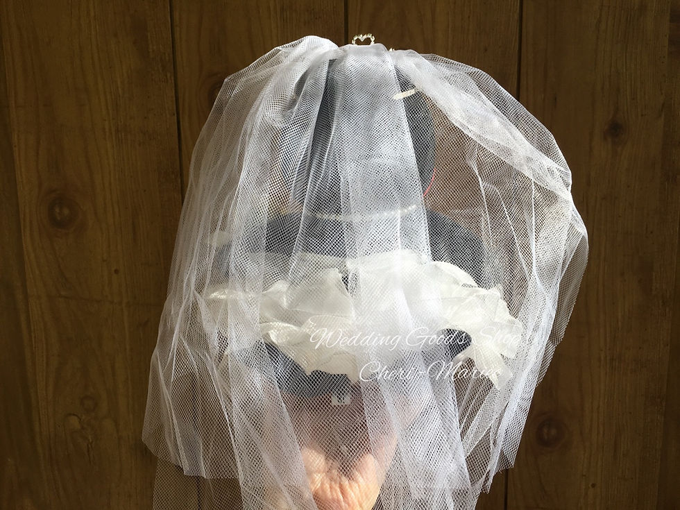 サムネイル： 座高２０cmの「お座りつばくろう（小）」と「お座りつばみ（小）」に着せられるタキシードとドレスセット（ティアラLLサイズ）