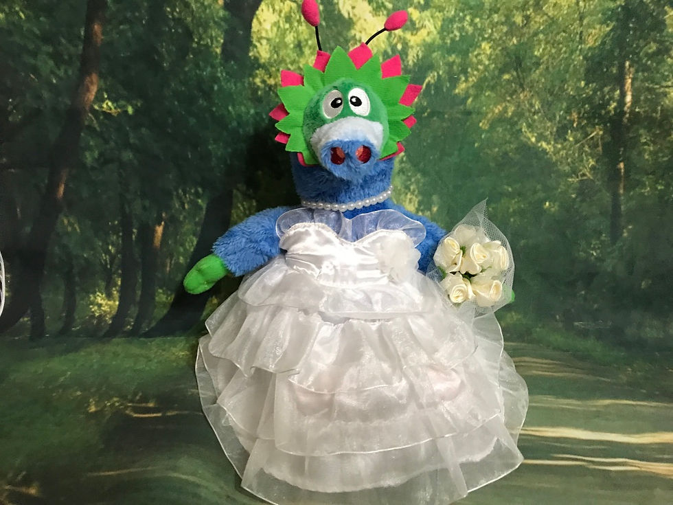 サムネイル： ぬいぐるみドレスMサイズ（プリンセスフリルレースタイプ）＋パールネックレス＋ブーケ付き