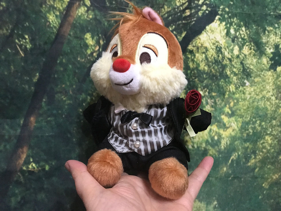 サムネイル： 身長17センチのチップとデールのぬいぐるみに着せられるウェディング衣装とティアラM（ぬいぐるみ含まず）