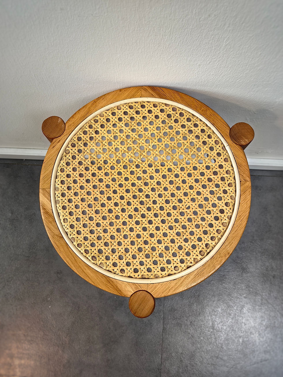 Thumbnail: Tumu Stackable Rattan Wooden Stool_Round