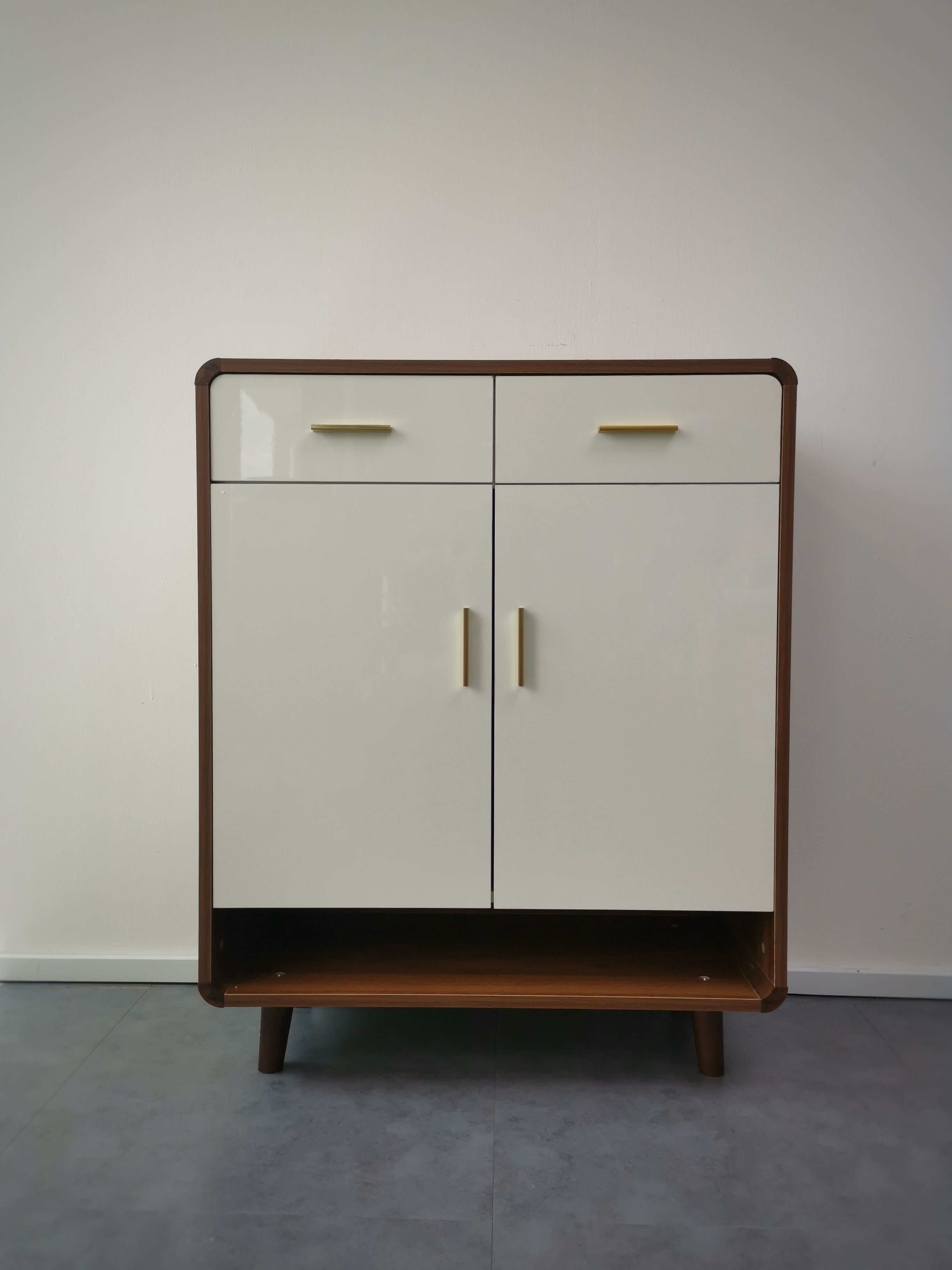 Romi Walnut White Shoe Cabinet