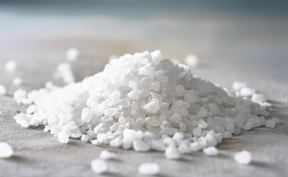 Coarse grains of Dead Sea Salt used in FEEL NO EVIL soap formulation.