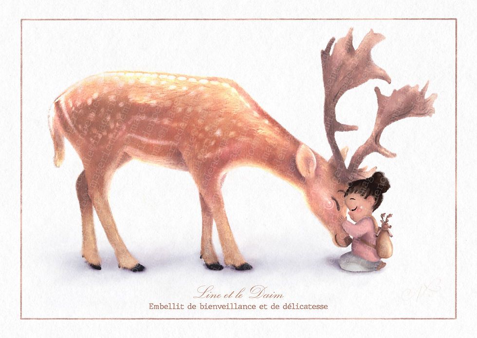 Affiche personnalisable enfant animaux Daim - illustration enfant douce style imagier – cadeau naissance