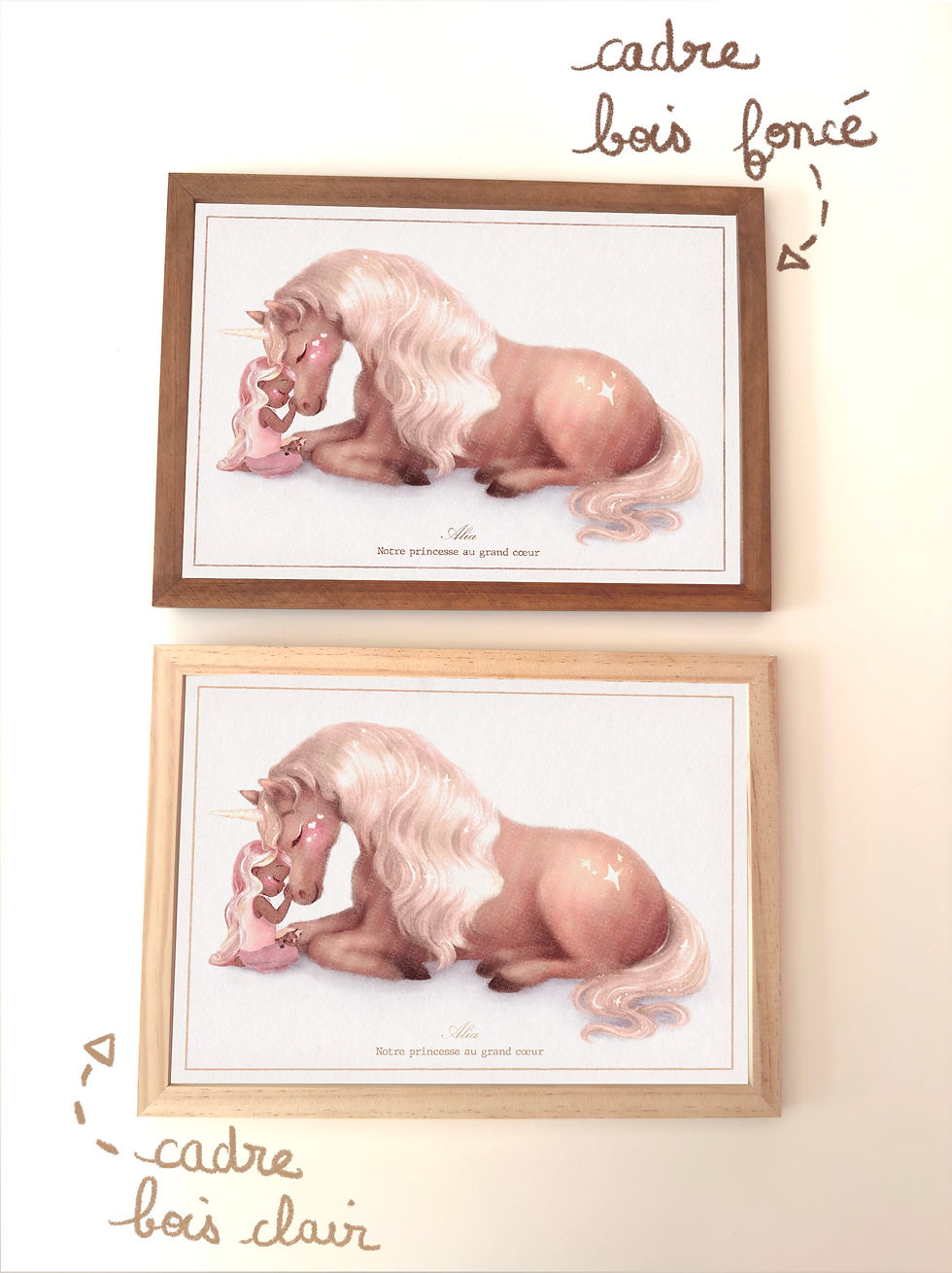 Miniature : Affiche personnalisée Enfant et la Licorne - A4 encadré