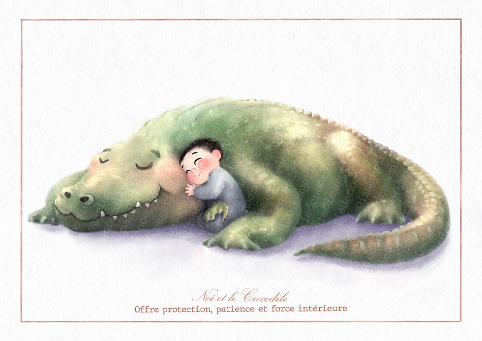 Affiche personnalisable bébé animaux le Crocodile - illustration enfant douce style imagier – cadeau naissance