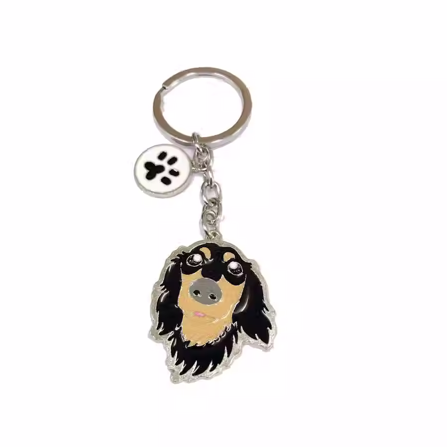 Long-Haired Daschund Keychain