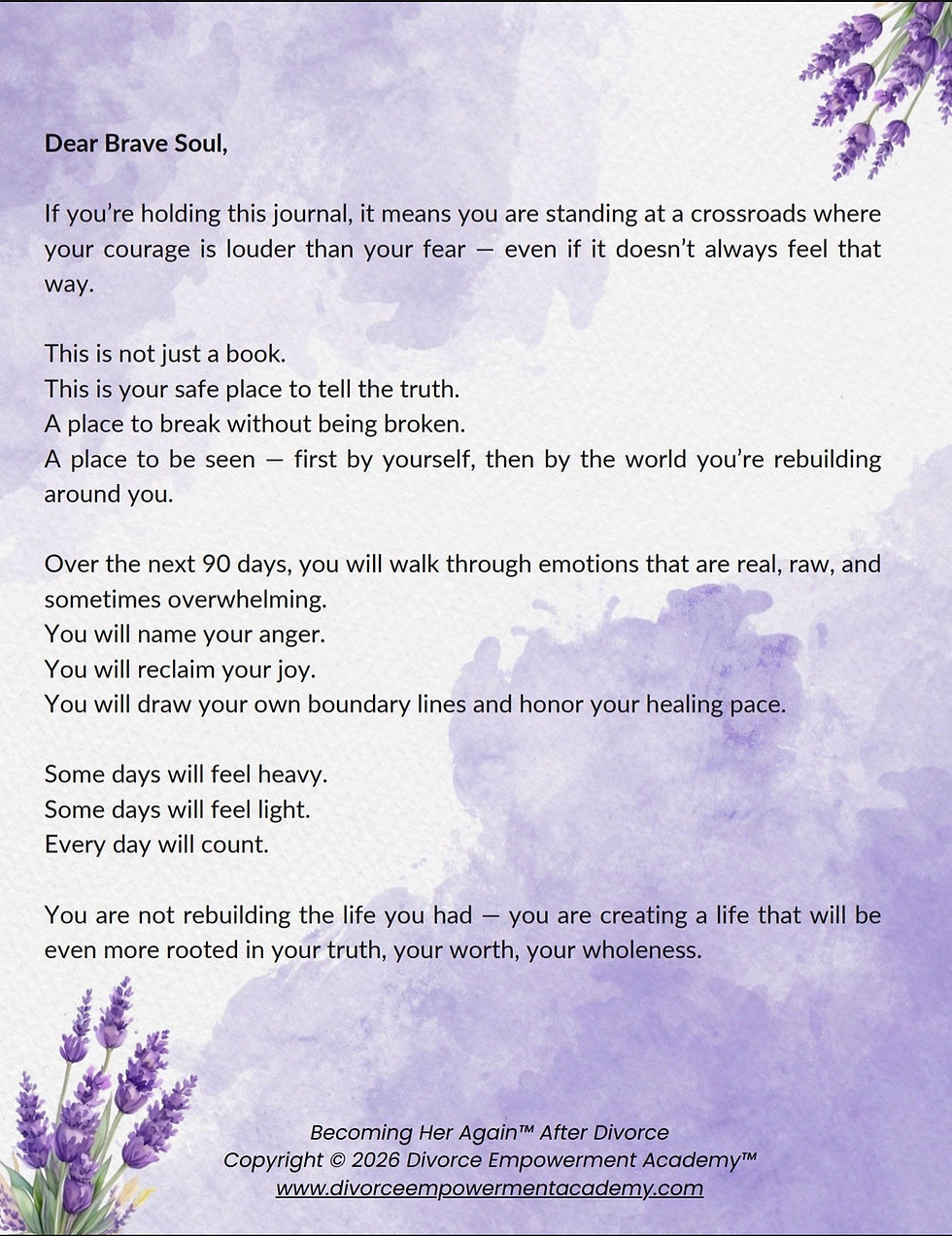 Thumbnail: Becoming Her Again: A 90 Day Journal for Rebuilding After Divorce