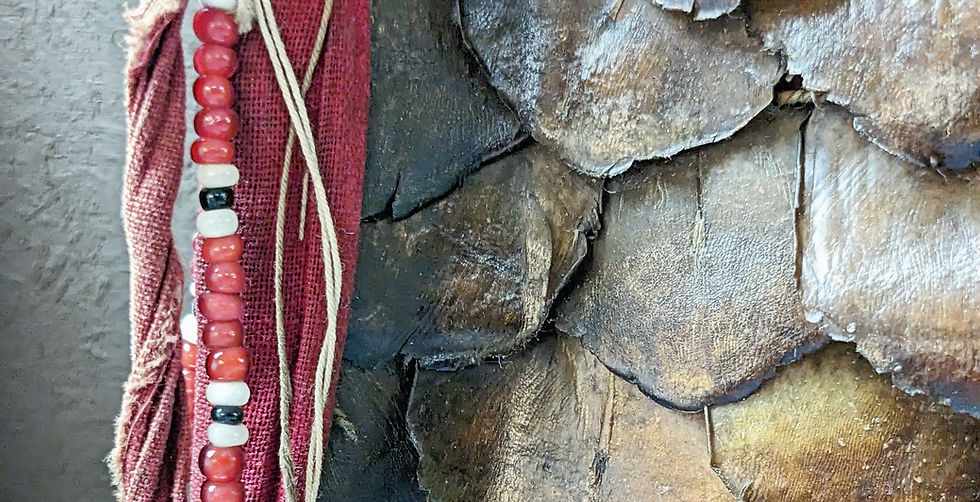 Detail of mahseer scale armour in Pitt Rivers Museum