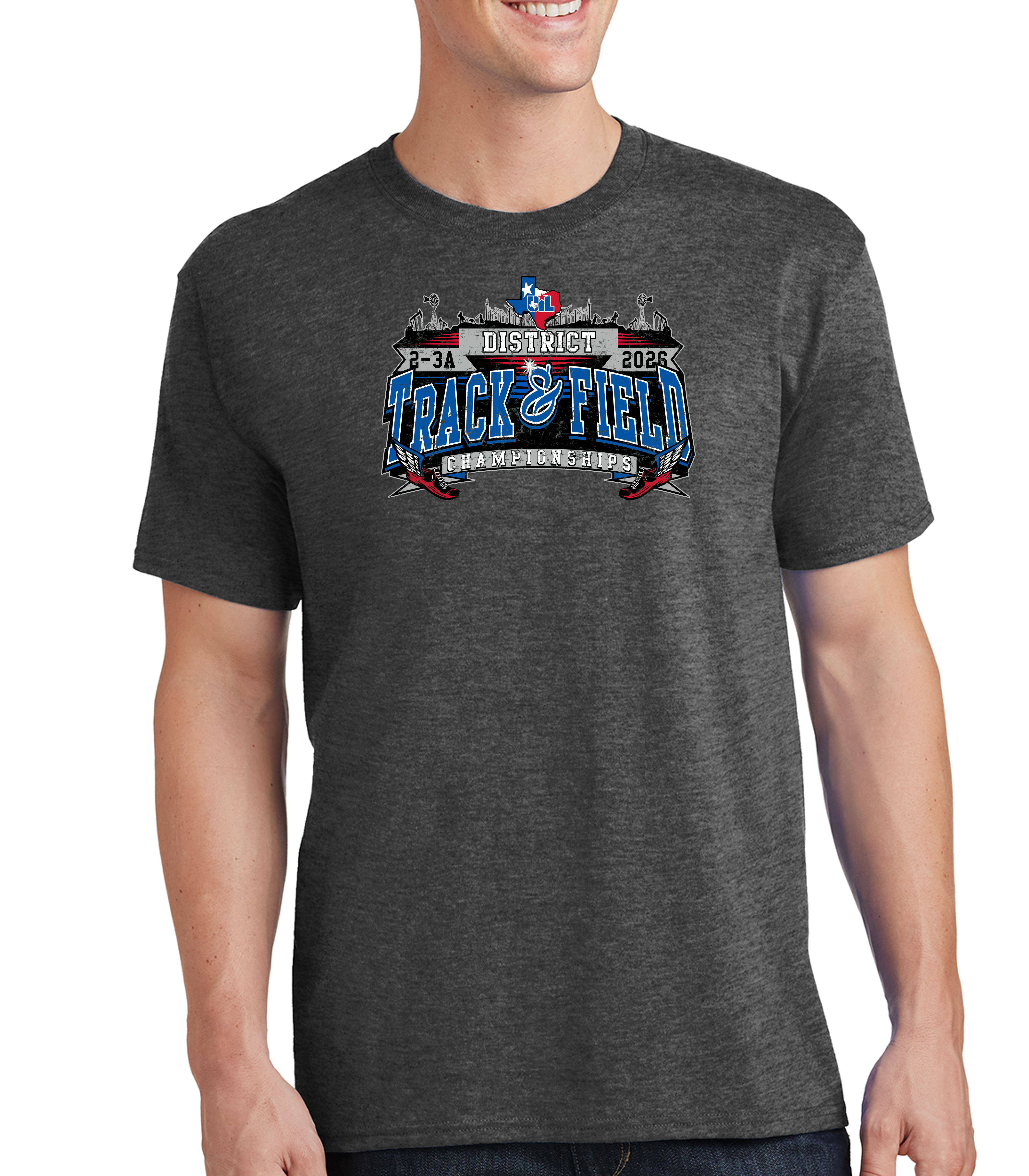 UIL 3A Track - Dark Grey Short Sleeve Cotton Blend