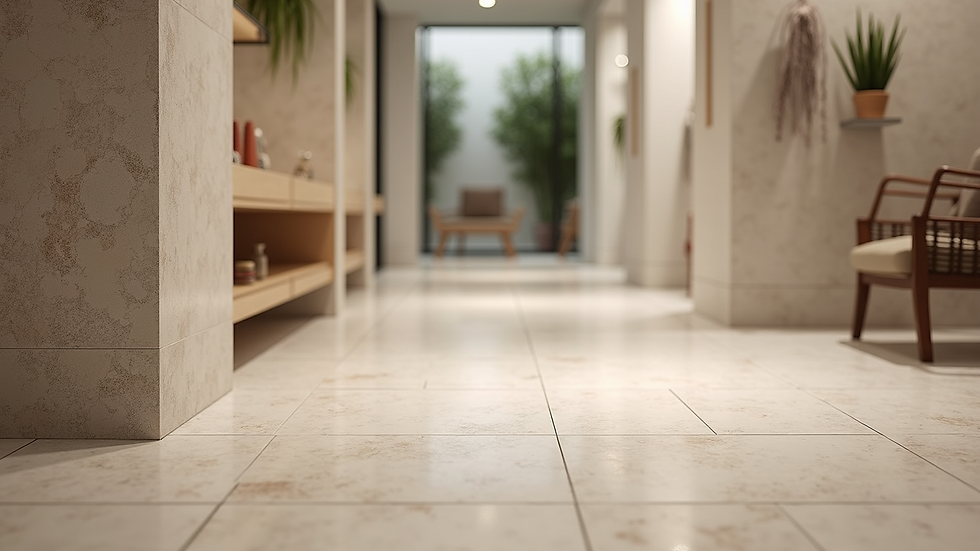 Eye-level view of Mariwasa 60x60 tiles displayed in a showroom