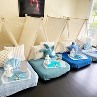 Beach themed sleepover tent party.