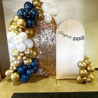 Graduation balloons - Marquette Blue, Gold, and White Balloons.