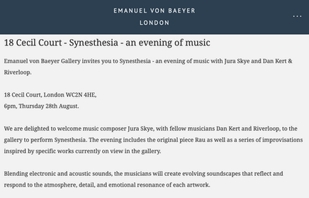 "Synesthesia" at Emanuel von Baeyer Gallery