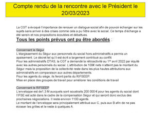 Compte rendu de la rencontre avec le Président du 20 mars 2023