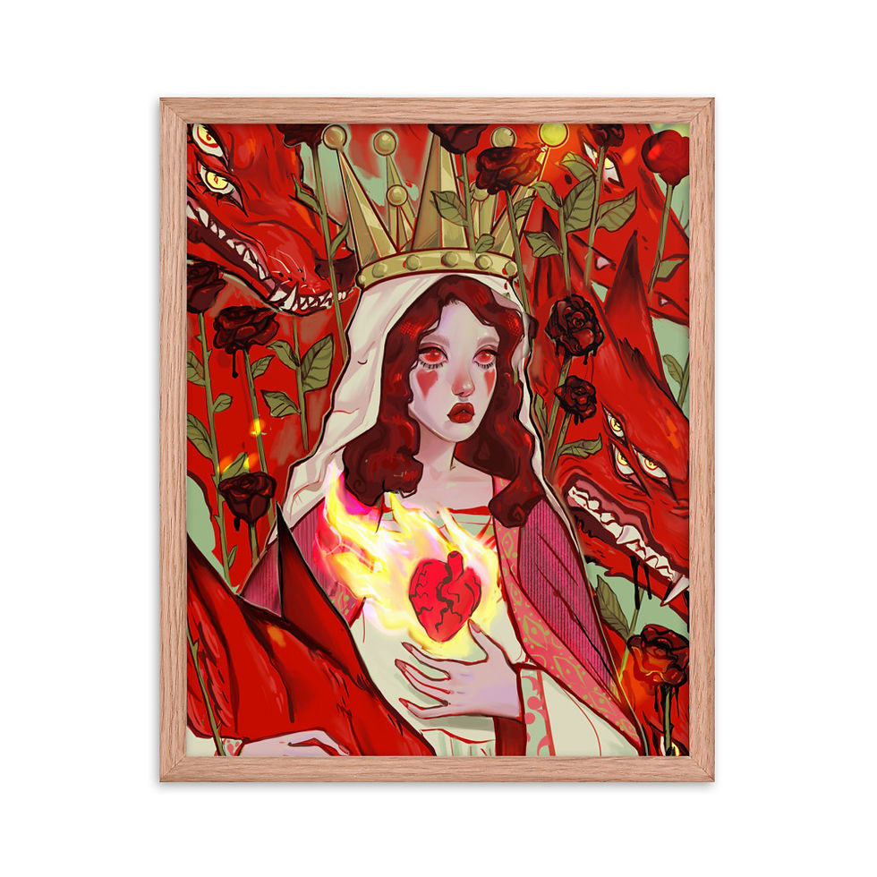 Thumbnail: Queen Of Hearts ❤️  Framed poster