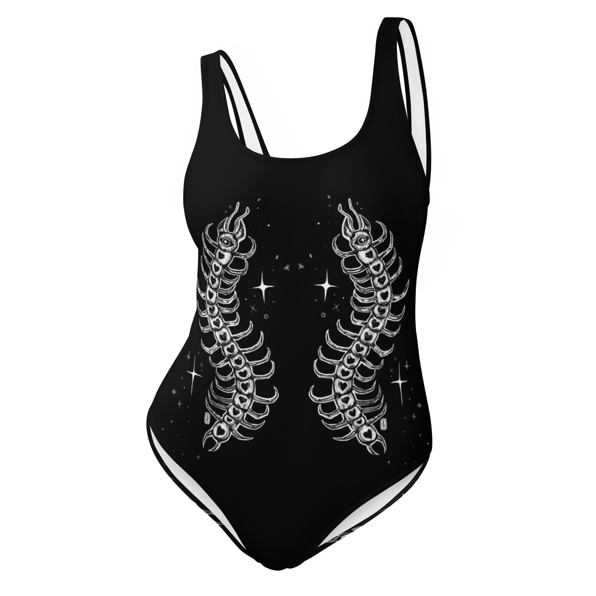 Black Scolopendra One-Piece Swimsuit