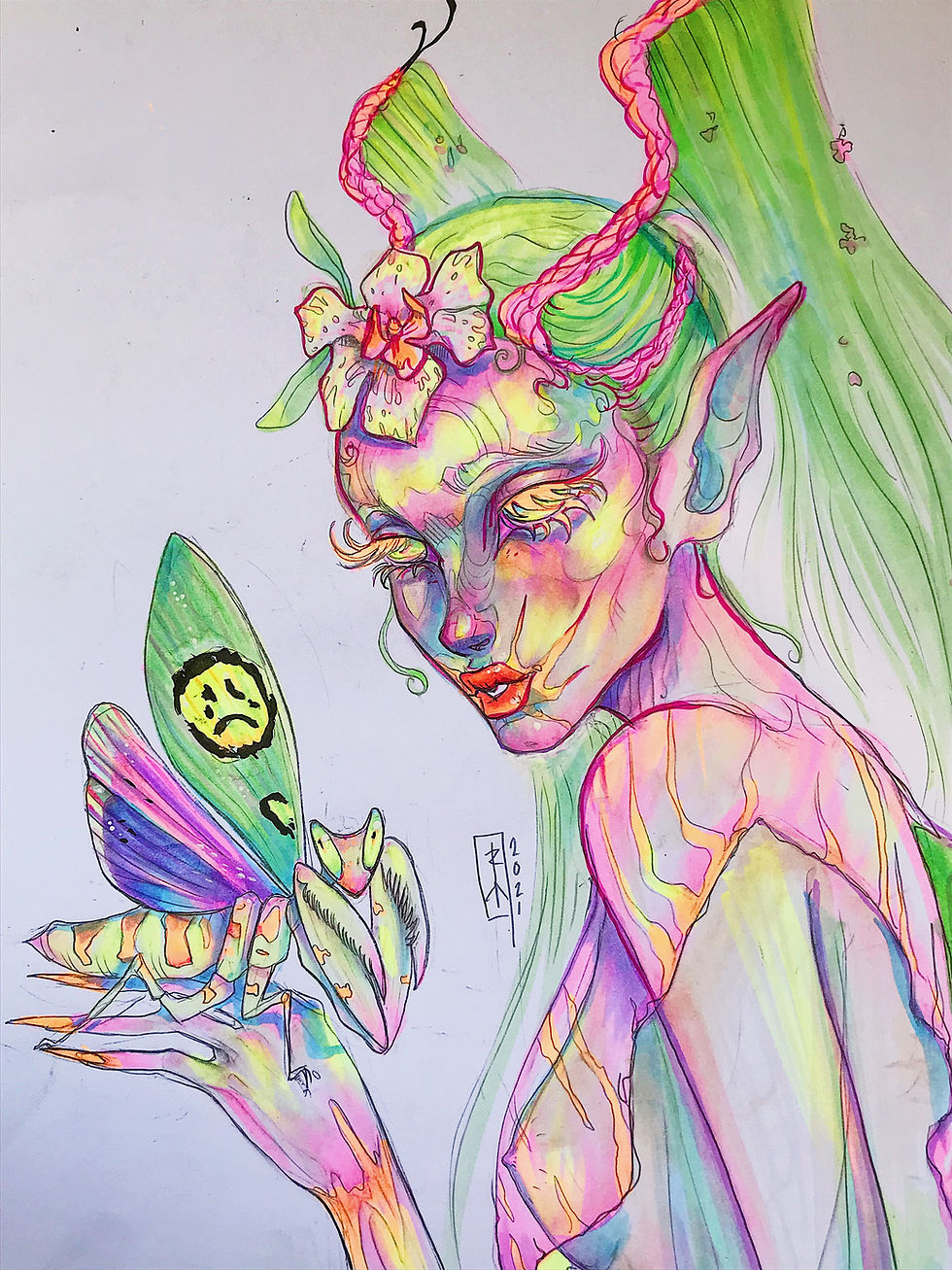 Thumbnail: Mantis Fae- Framed Original