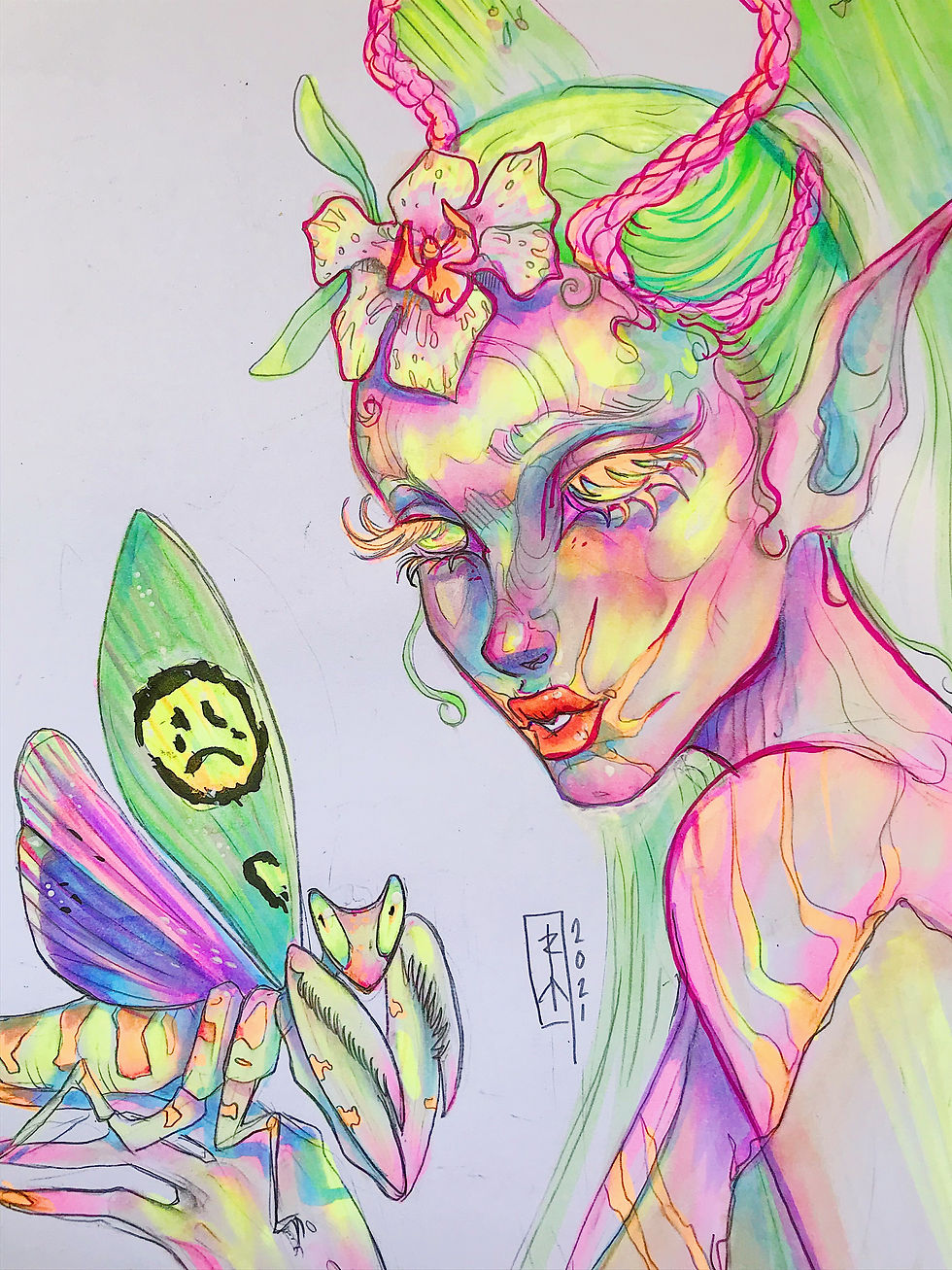 Thumbnail: Mantis Fae- Framed Original