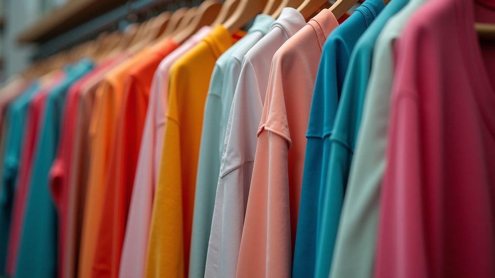 Eye-level view of a colorful activewear display