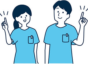 セラピストの男女のが上に指さしているイラスト