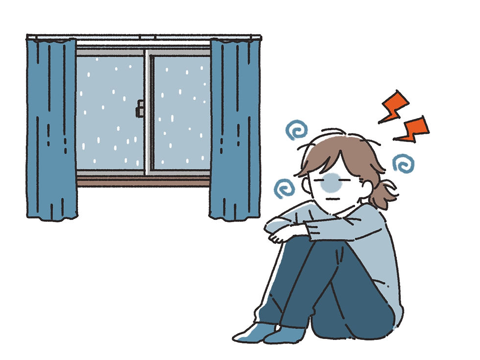 雨に苦しむ天気痛の女性