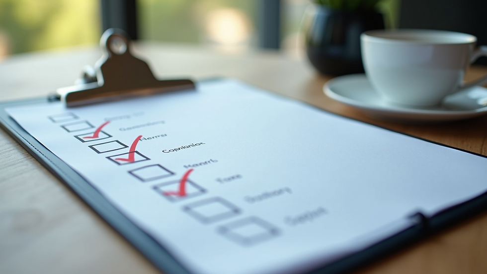 Close-up of a compliance checklist on a clipboard