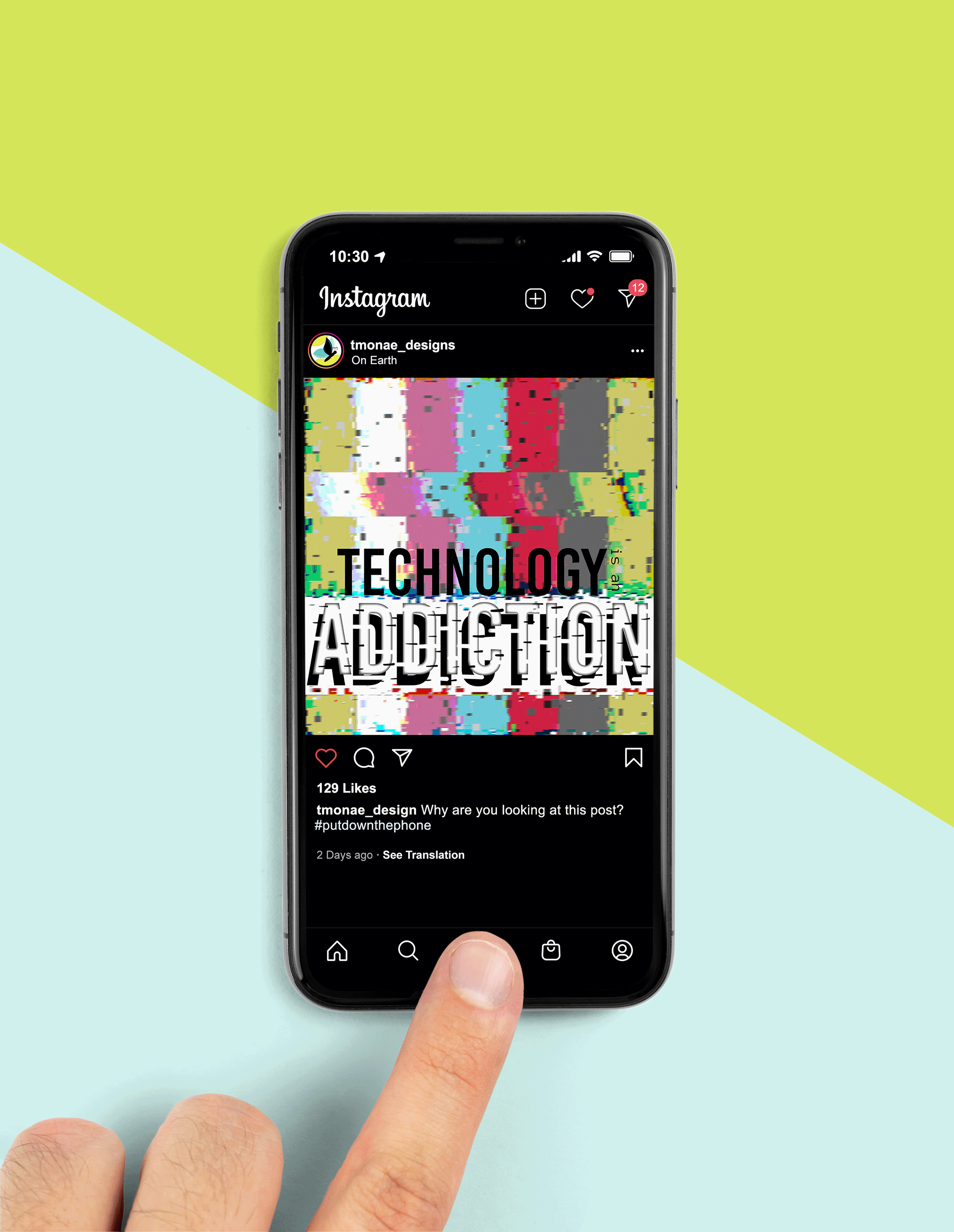 Phone with a technology overload post