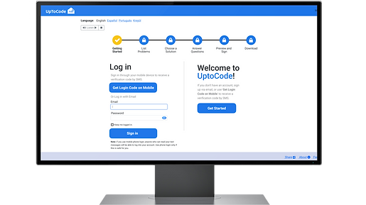 Mock Up of the proposed register/sign in screen