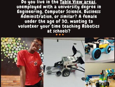 Unemployed university graduate looking for work experience?  Help us take Robotics to our schools.